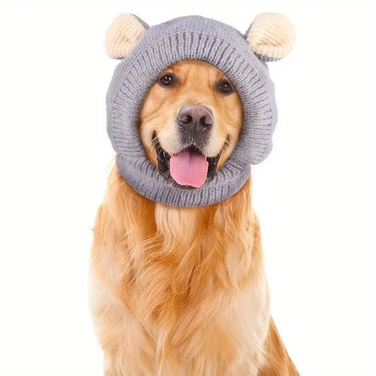 Anti-Noise Knit Texture Pet Hooded Cap - Soft Winter Clothing with Quiet Ears for Less Ear Noise, Multi-Size Warm Fabric Hat for Medium & Large Dogs, Stylish Orange Hoodie,sohochic