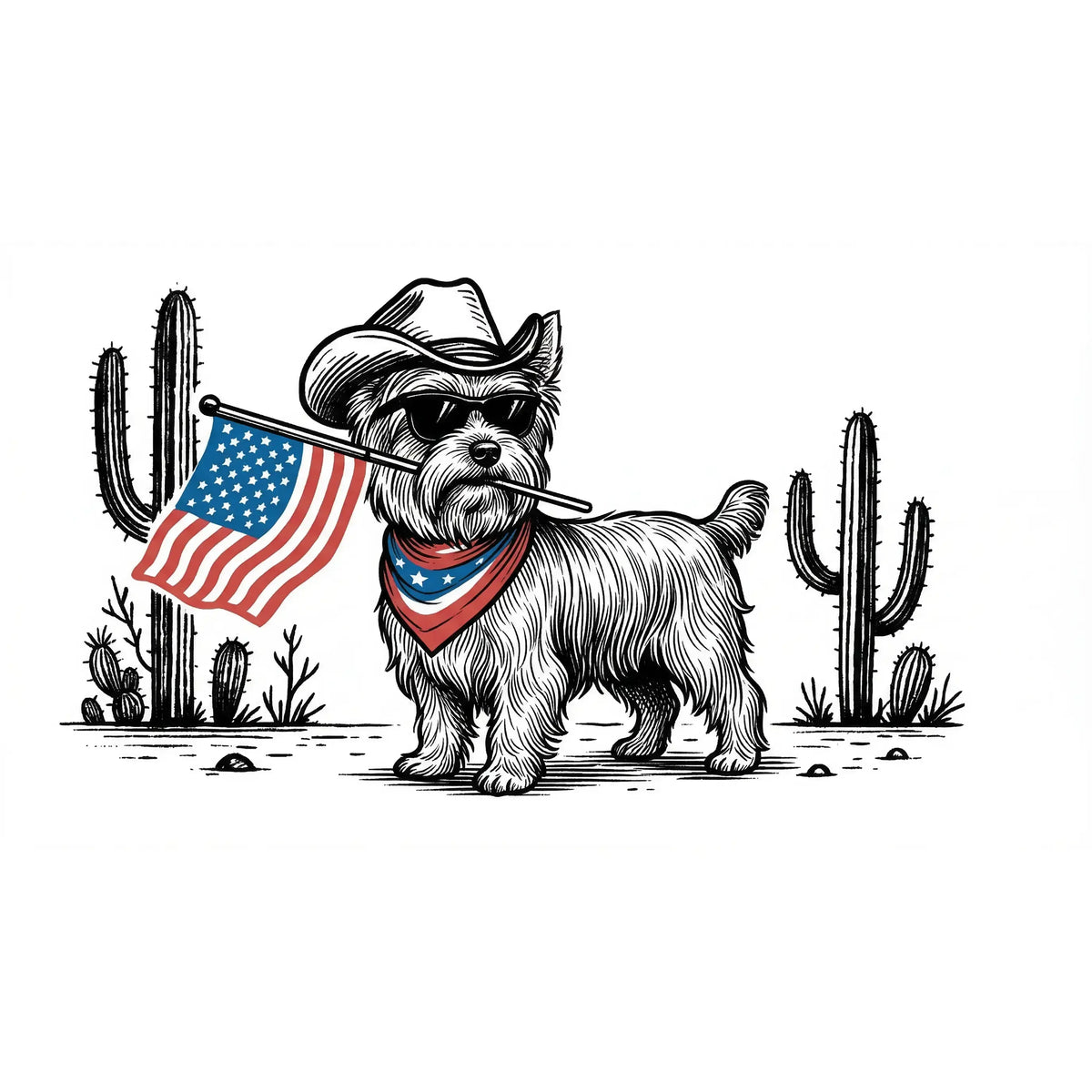 Comfort Colors Patriotic Dog T-Shirt For 50+ Dog Breeds, Western Cowboy Style, 4th Of July Gift For Dog Lovers, Usa Flag Shirt, Apparel Made In The Usa