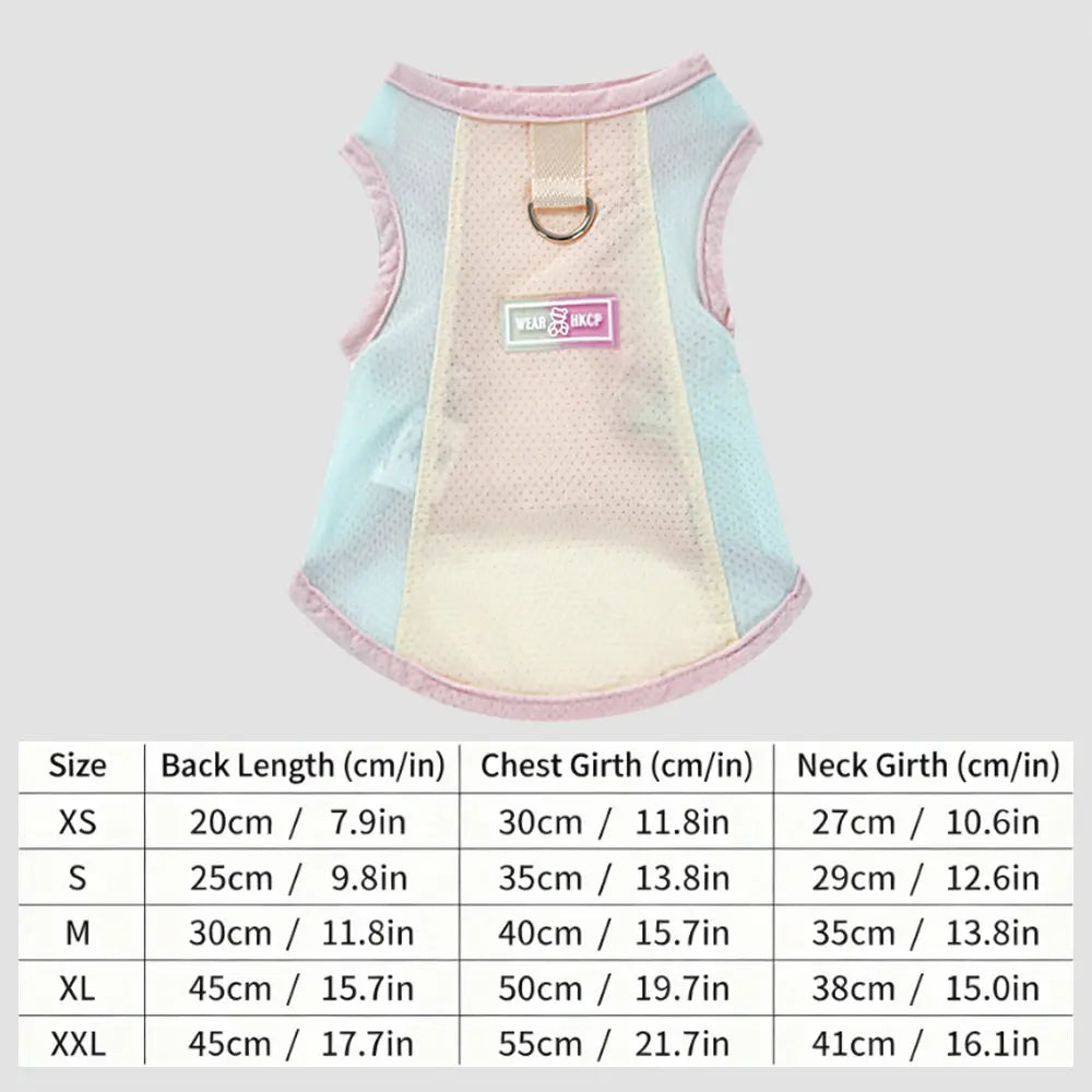 Pet Summer Macaron Ice Silk Mesh Sunscreen Cool Traction Tank Top Shirt, Made of High Elasticity, Lightweight, Cool and Breathable Fabric, Suitable for Small and Medium sized Kittens, Cats and Dogs for Outdoor Outside Traction, Ideal Summer Clothes