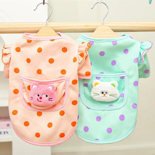 Pet Dog Clothes Spring Fall Shirt, Breathable Teddy Cat Poodle Puppy Medium Small Dogs Cats, Comfortable Pet Apparel Clothing for Seasonal Wear