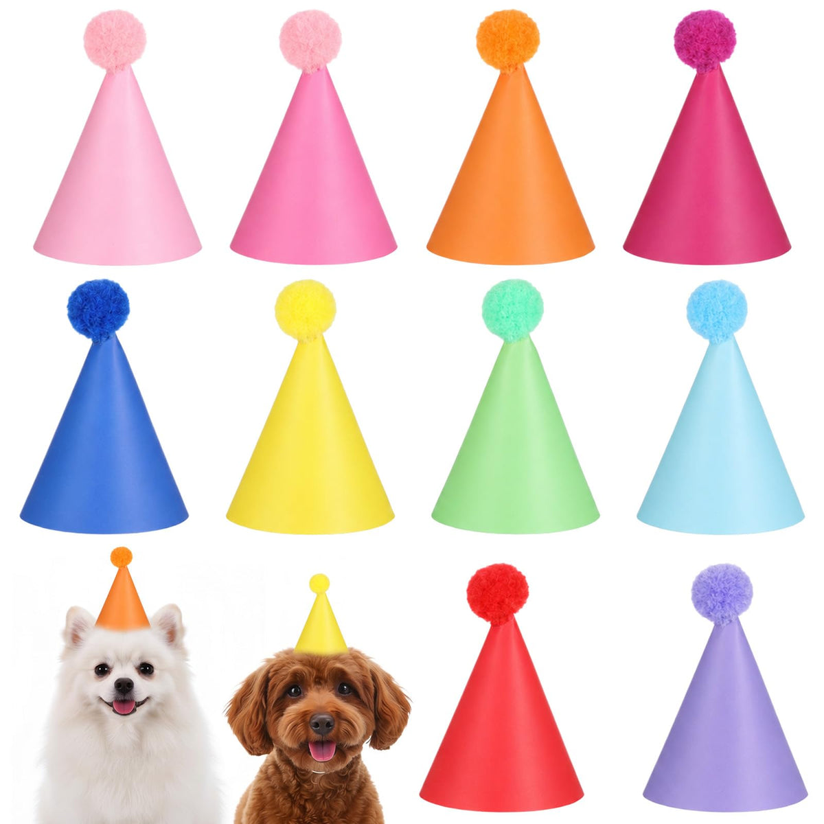 Tucnoeu 10pcs Colorful Mini Party Hats, Cute Party Hats for Stuffed Animals