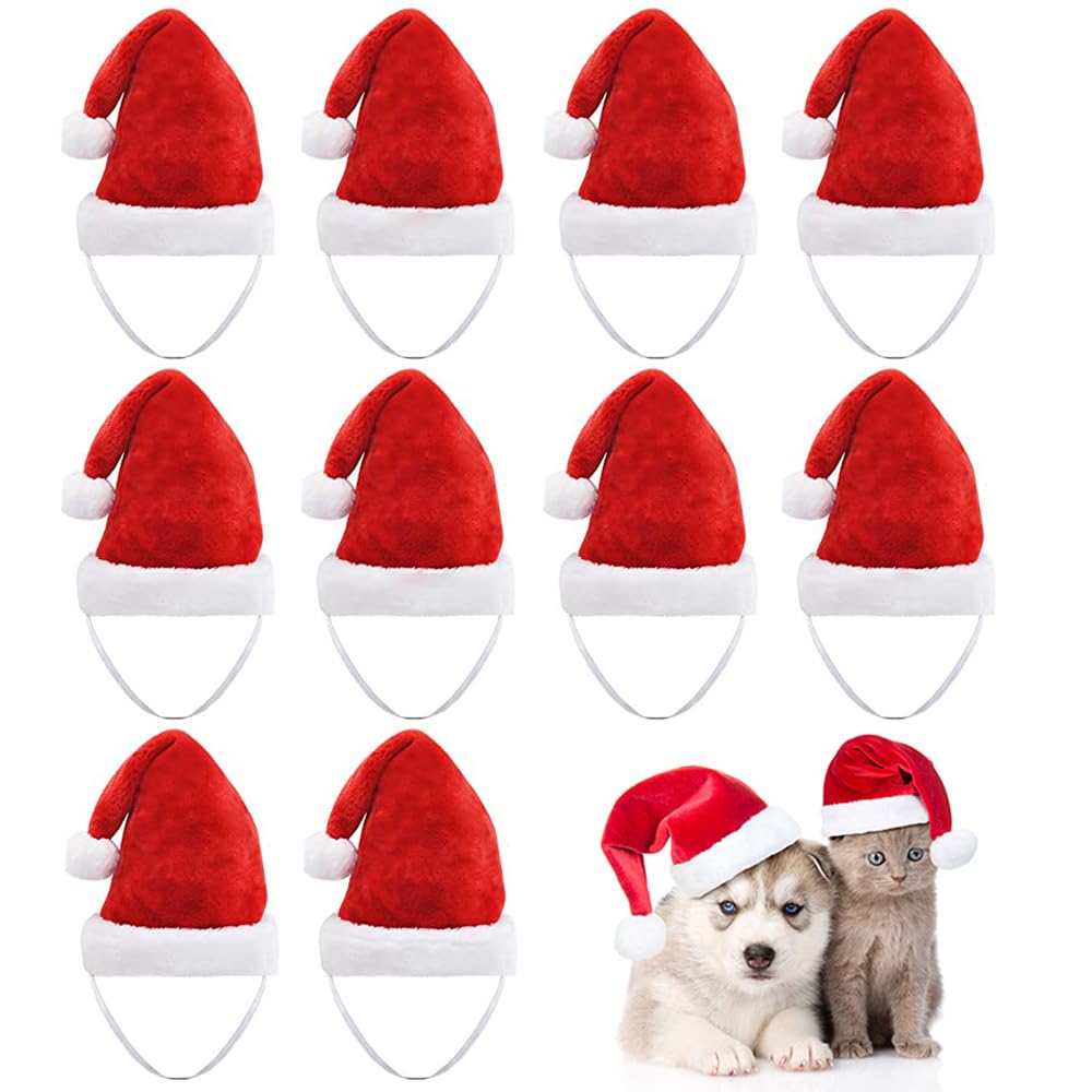 6 Pcs Dog Cat Pet Santa Hat Christmas Pet Costumes Small Santa Hat Pet Christmas Photo Props for Puppy Kitten Small Cats Dogs