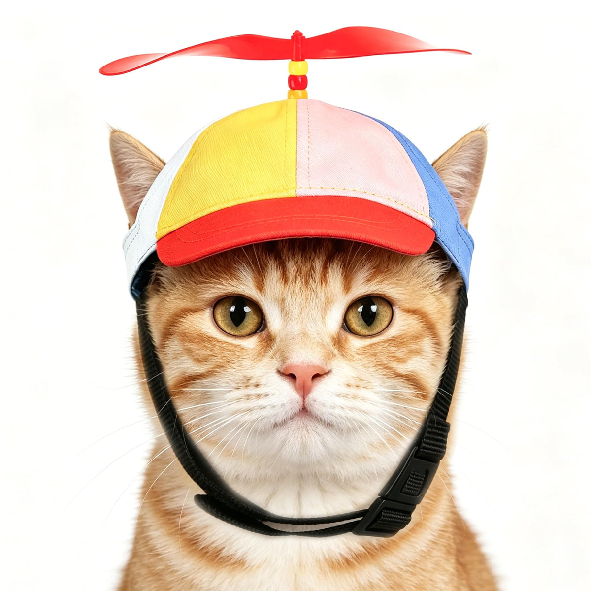 Dog Propeller Hat Funny Pet Rainbow Helicopter Design Baseball Cap Adjustable Pet Sun Protection Summer Outdoor Sun Hat Party Decoration Photo Headwear Outfit for Small Dog & Cat S Size