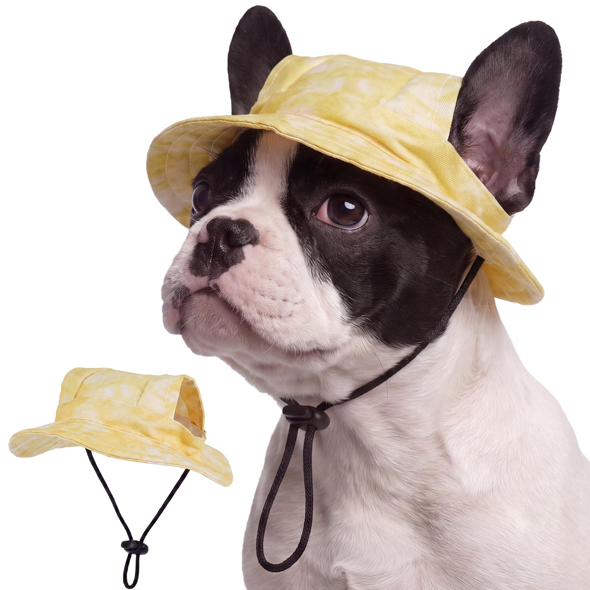 FUAMEY Dog Bucket Hat with Ear Holes Adjustable Sun Hats for Dogs Cats