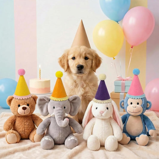 12-Pack 6-Color Mini Pom-Pom Trim Party Hats for Pets and Dolls