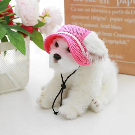 1 pet sun hat UV dog cat hat cute candy-colored bow pet outdoor breathable mesh outdoor protective hat