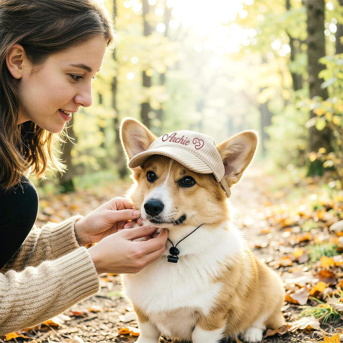 Personalized Embroidered Pet Sun Hat, Dog Baseball Cap with Ear Holes