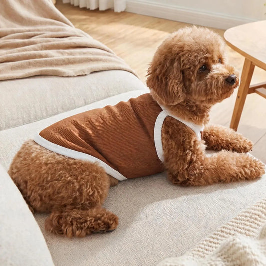 1 PC Cute Dog Vest with White Trim! Comfortable Stretch Pit Bull Tank Top for French Bulldog Corgi, Breathable Soft Pet Clothes