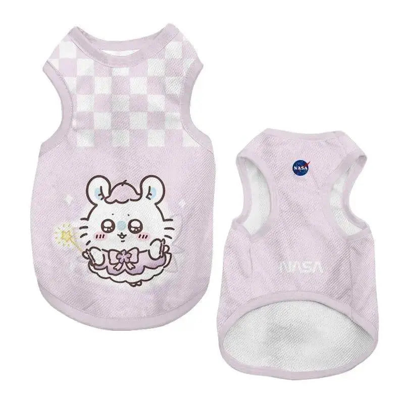 Chiikawa Pet Vest Summer Mesh Dog Clothes Cartoon Design Breathable Puppy Shirt For Small Dogs Cats Fashion Pet Supply Gift