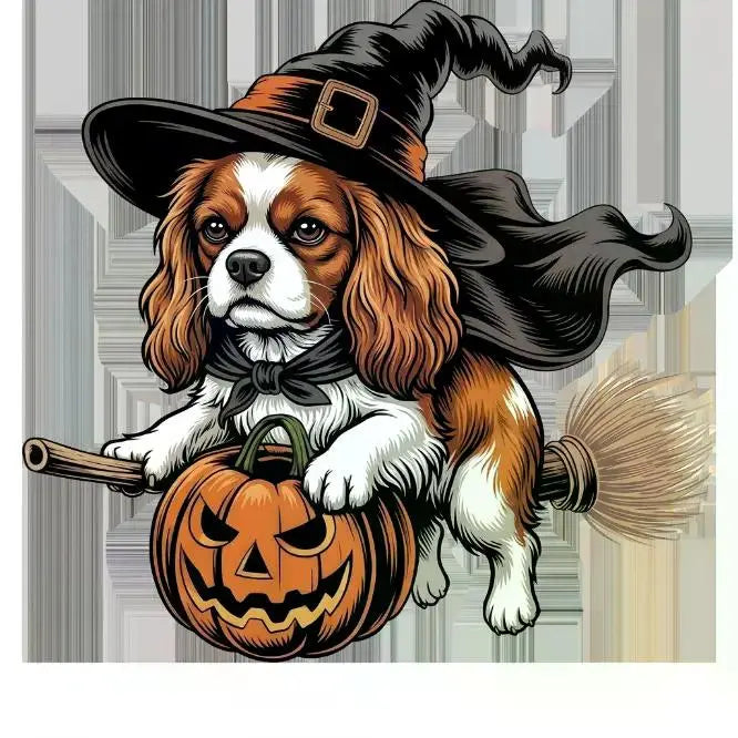 Comfort Colors Burnt Orange Custom Witch Costume Dog Halloween T-Shirt, 50+ Dog Breeds Available, Funny Spooky Pet Lover Tee