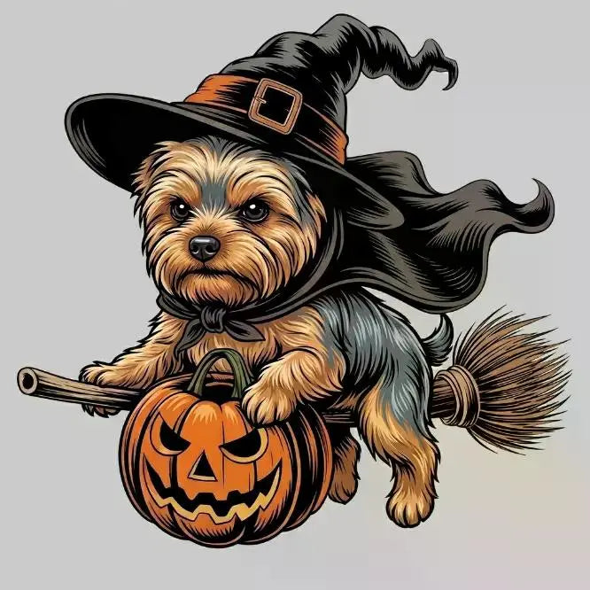 Comfort Colors Burnt Orange Custom Witch Costume Dog Halloween T-Shirt, 50+ Dog Breeds Available, Funny Spooky Pet Lover Tee