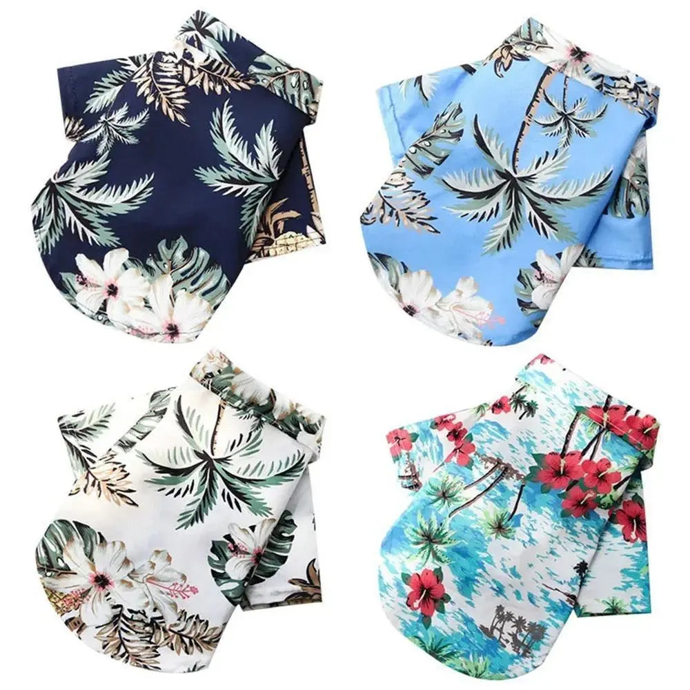 Dog & Cat 1-Piece Hawaiian Shirt, Vibrant Flower & Pineapple Print Casual Summer Pet Clothing for Small-Medium Puppies, One-Piece
