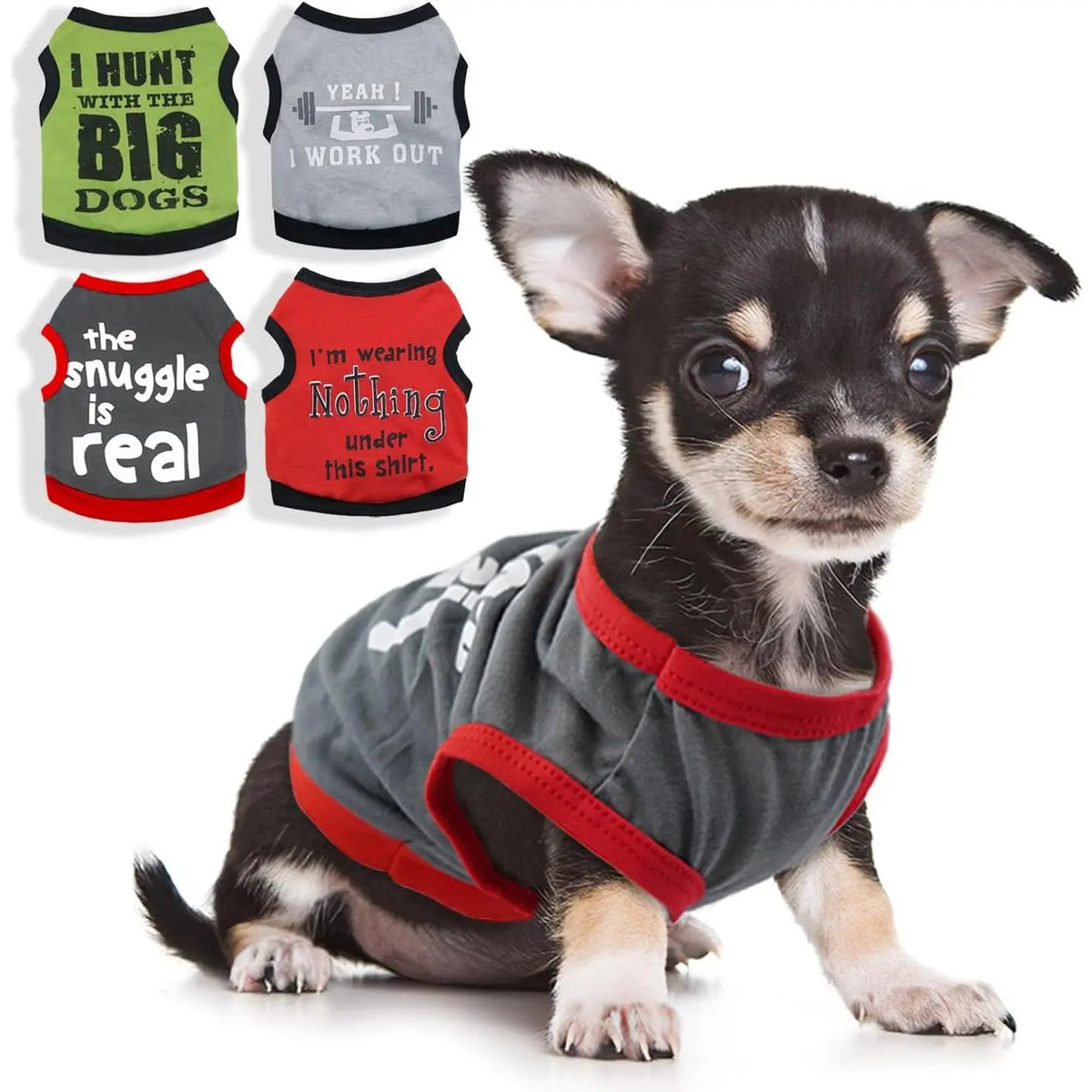 XXS Size Plaid Print Puppy T-Shirt Set (4 Pack) - Lightweight Polyester, Button Closure, 20cm Back Length, 30cm Bust - Spring Summer Walking Wear for Small Male Dogs (Chihuahua, Yorkie)