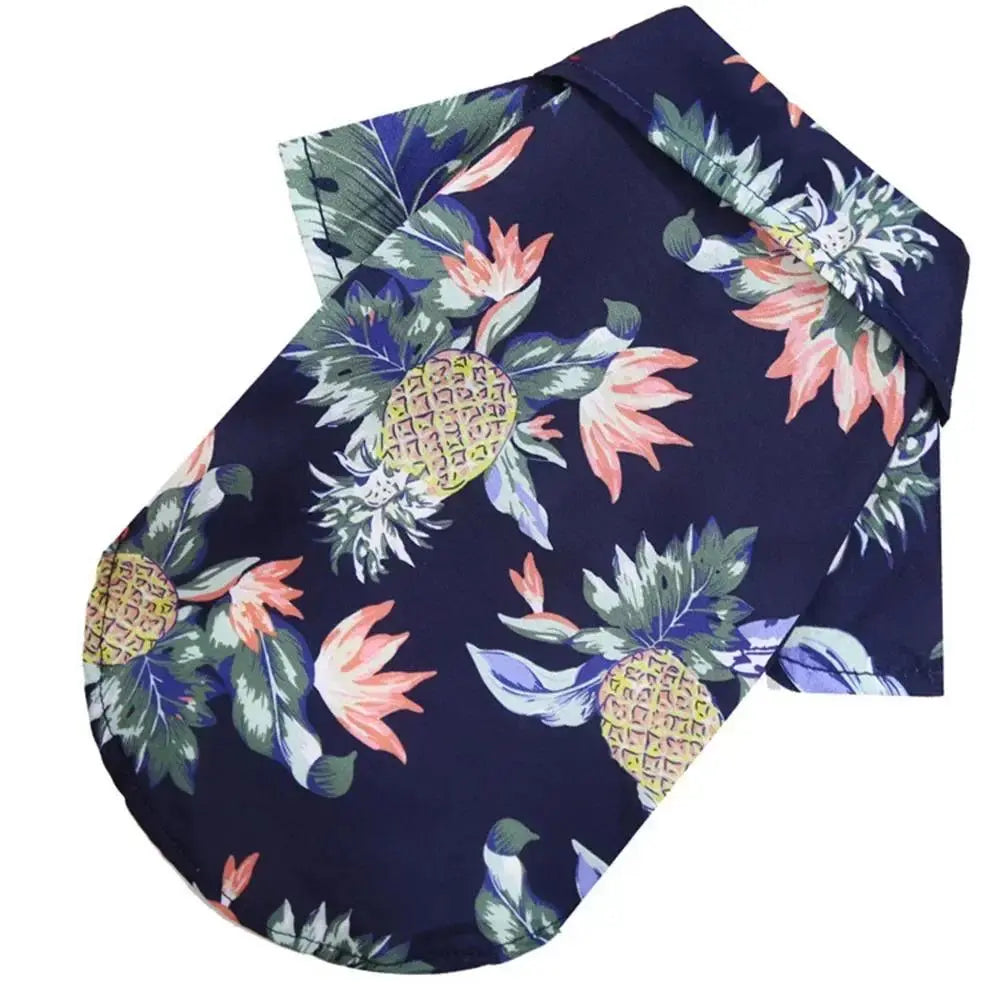 Dog & Cat 1-Piece Hawaiian Shirt, Vibrant Flower & Pineapple Print Casual Summer Pet Clothing for Small-Medium Puppies, One-Piece