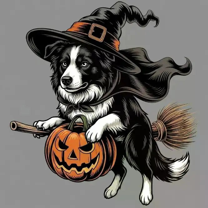 Comfort Colors Burnt Orange Custom Witch Costume Dog Halloween T-Shirt, 50+ Dog Breeds Available, Funny Spooky Pet Lover Tee