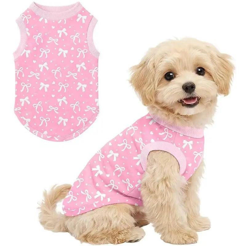 Pet Clothing, Bowknot Dog Vest, Lightweight Breathable Short Sleeve, Large Dogs, Poodle, Fashionable Pet Apparel, Puppy Clothes, Dachshund Clothes