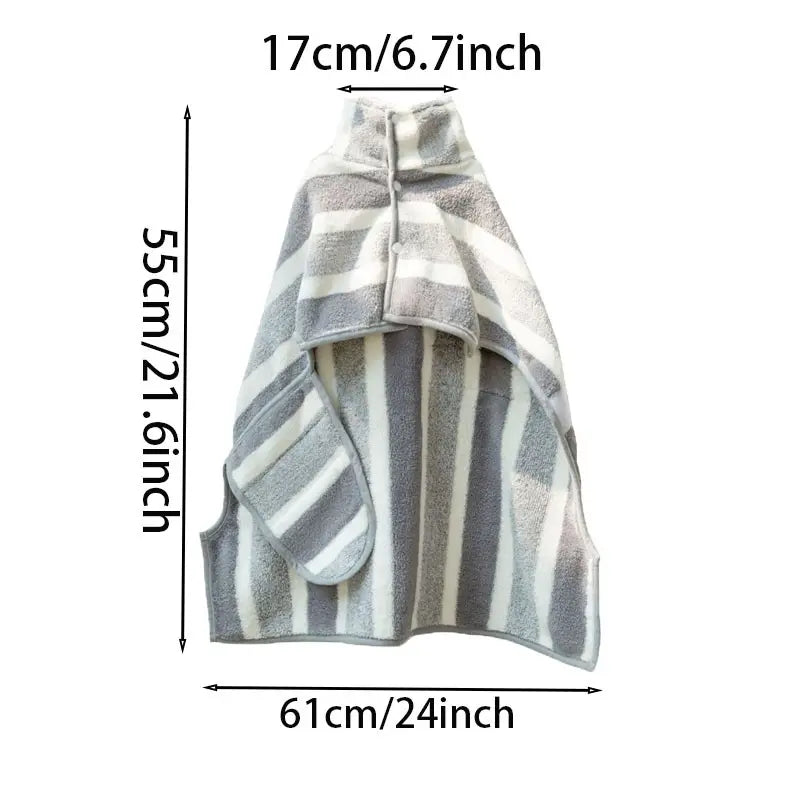 Striped Dog Surgical Jumpsuit, Long Sleeved Pajamas Bathrobe, Thickened Absorbent Quick Drying, Pet Clothing