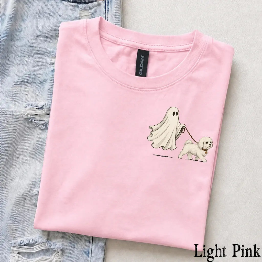 Personalized Dog Breed Halloween Shirt Cute Ghost Walking Dog Tee for Dog Mom Dog Dad Spooky Season Pet Lover Gift T-Shirt -  DPCLICK