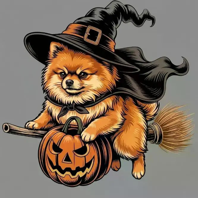 Comfort Colors Burnt Orange Custom Witch Costume Dog Halloween T-Shirt, 50+ Dog Breeds Available, Funny Spooky Pet Lover Tee