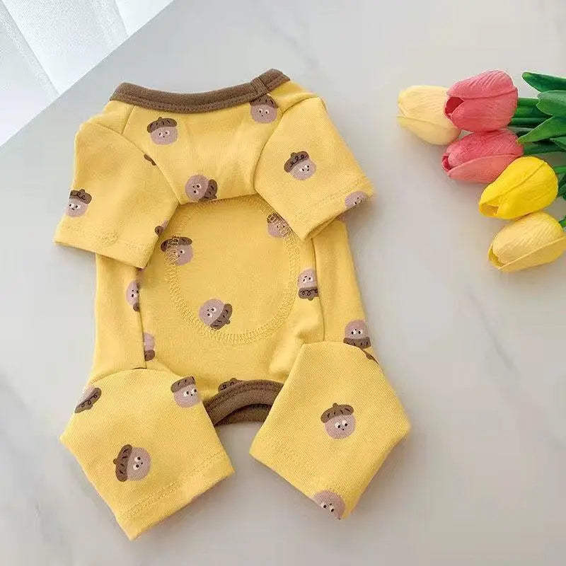 Four-Legged Dog Pajamas - Warm Tummy Cover Onesie for Small Dogs, Cozy Full Body Coat for Cold Weather, Pet Bodysuit for Teddy Yorkie Chihuahua,sohochic