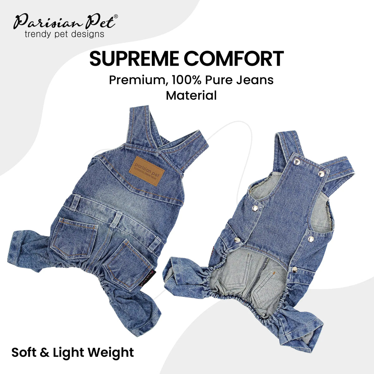 Parisian Pet 'Denim Overalls' – Durable and Trendy Pet Overalls for Dogs & Cats-Blue Costume Clothes