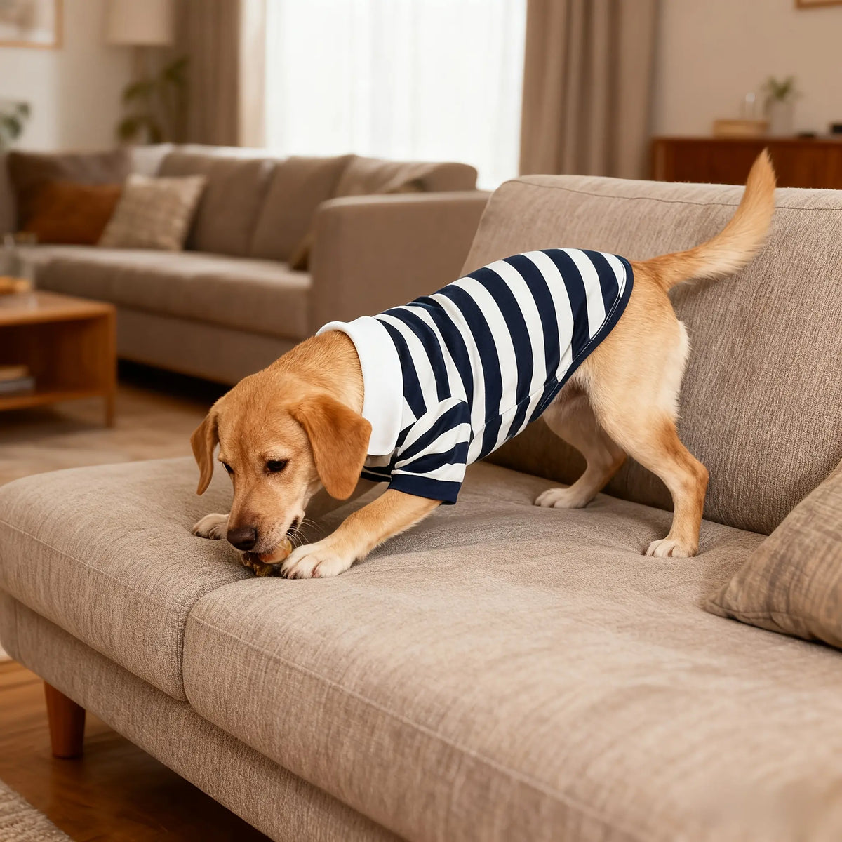 Striped Shirt, Scratch-resistant Dog T-shirt, Lightweight Summer Pet Clothing Suitable for the Beach and Hiking