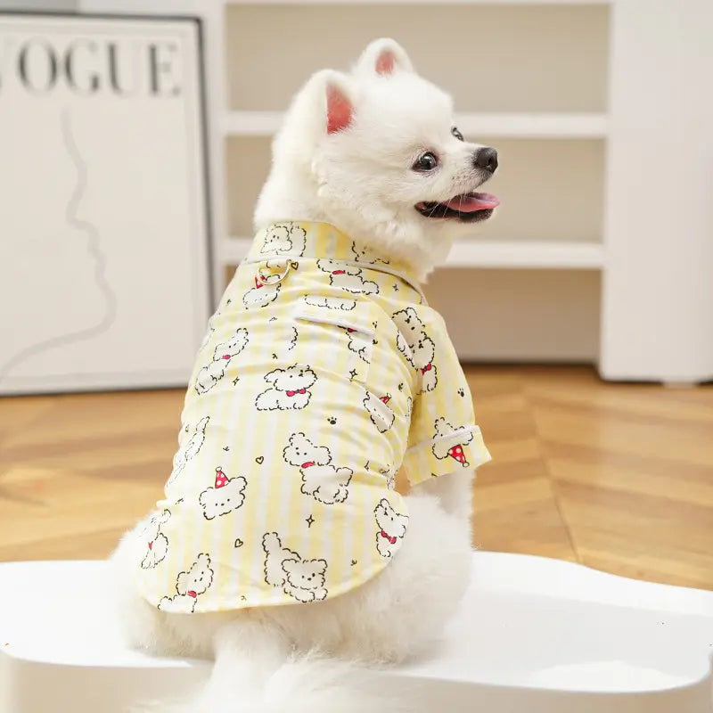 Dog & Cat 1-Piece All-Seasons Puppy Clothes - Breathable Cotton Sleepwear, Skin-Friendly Indoor Loungwear for Medium-Size Pets