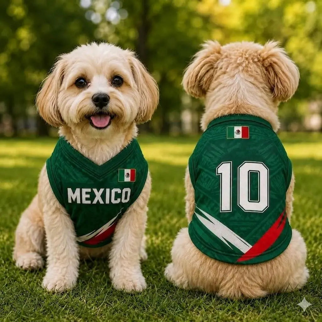 Print Mexico Pet Soccer Jersey, Football Pet Jersey, Soccer Outfit for Dogs Cats, Gift for Dogs Cats
