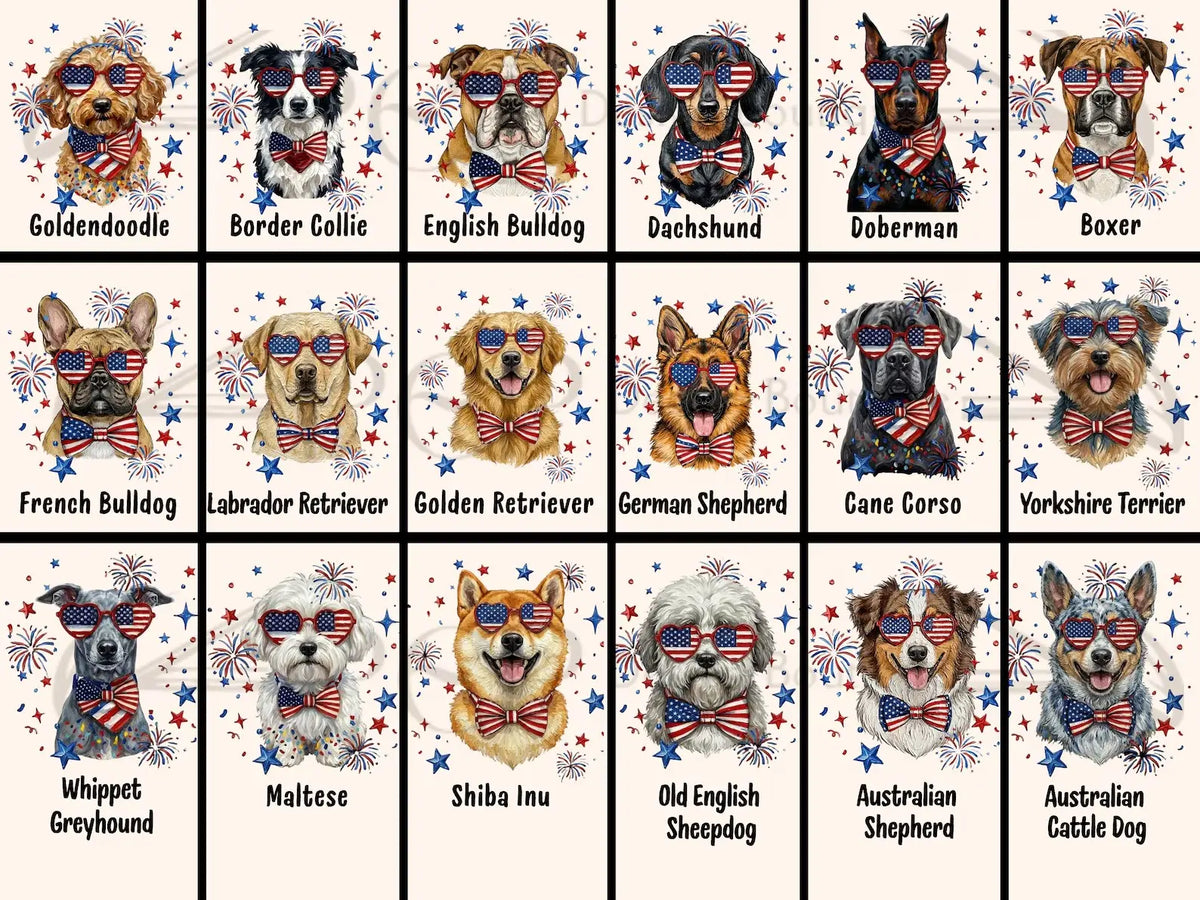 Comfort Colors 50+ Dog Breeds Available Patriotic Doodle Dog Shirt, 4th Of July Puppy Tee, American Flag Dog T-Shirt, Cute Fireworks Dog Lover Tee, 4th Of July Gift