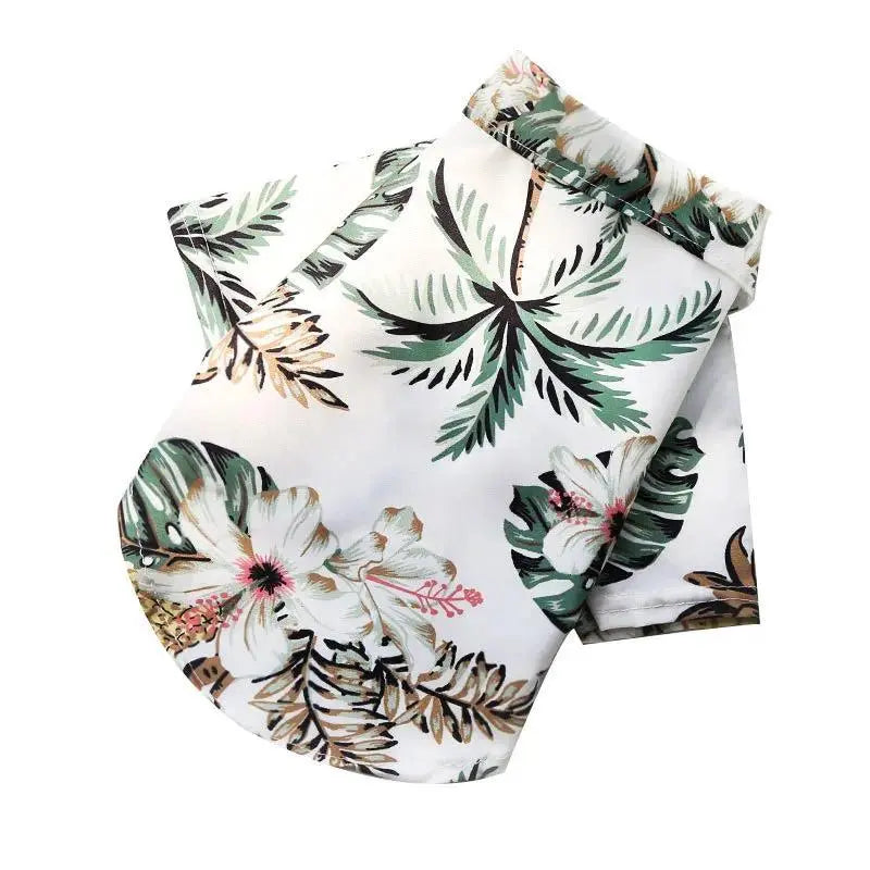 Dog & Cat 1-Piece Hawaiian Shirt, Vibrant Flower & Pineapple Print Casual Summer Pet Clothing for Small-Medium Puppies, One-Piece
