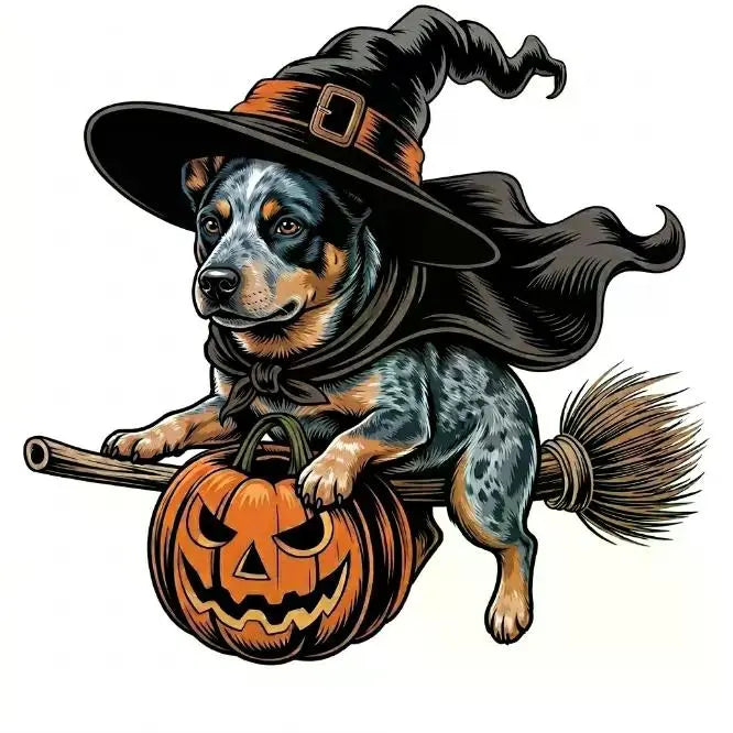 Comfort Colors Burnt Orange Custom Witch Costume Dog Halloween T-Shirt, 50+ Dog Breeds Available, Funny Spooky Pet Lover Tee