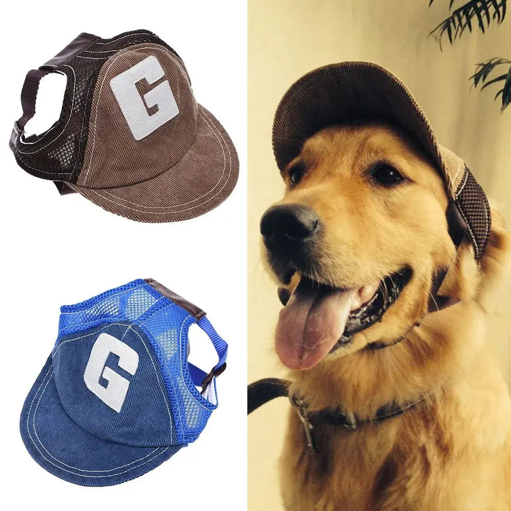 Dog Hat, Clothing, Sun Protection Baseball Cap, Adjustable Outdoor Sports Hat with Ear Holes, Suitable for Small, Medium, and Large Dogs