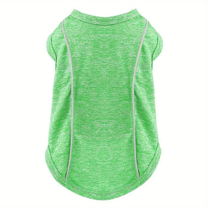 Dog Sun Protection Shirts with Reflective Strips, Quick-Dry, Stretchy Solid Pet Shirts for Outdoor Activities, available in sizes S-M-L-XL-XXL-3XL-4XL