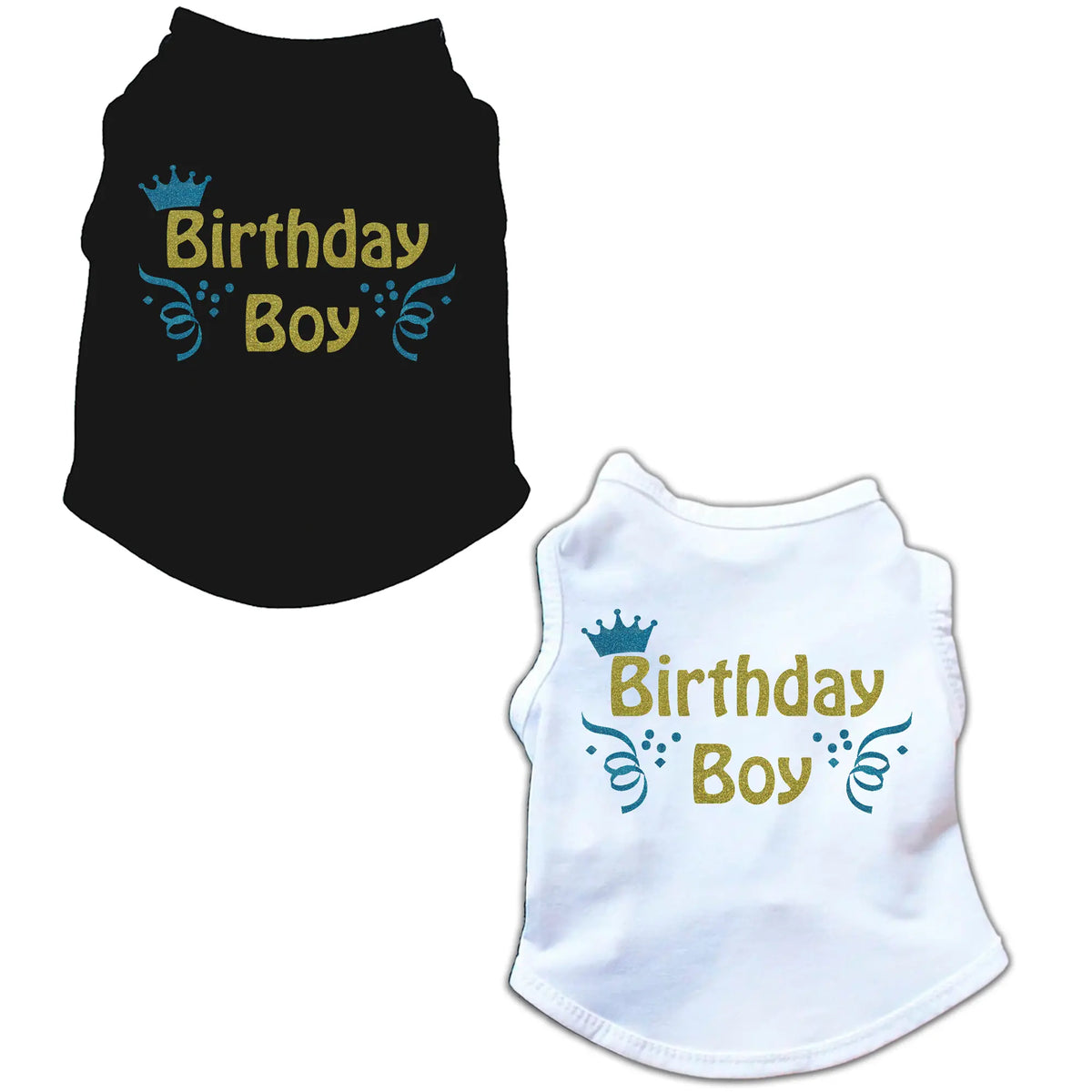 PoochieTees Birthday Boy Dog Tee - High Quality Cotton Blend Fabric - Comfortable & Durable - Siser Glitter Easy Weed Design - Perfect for Celebrating Your Furry Friend's Special Day
