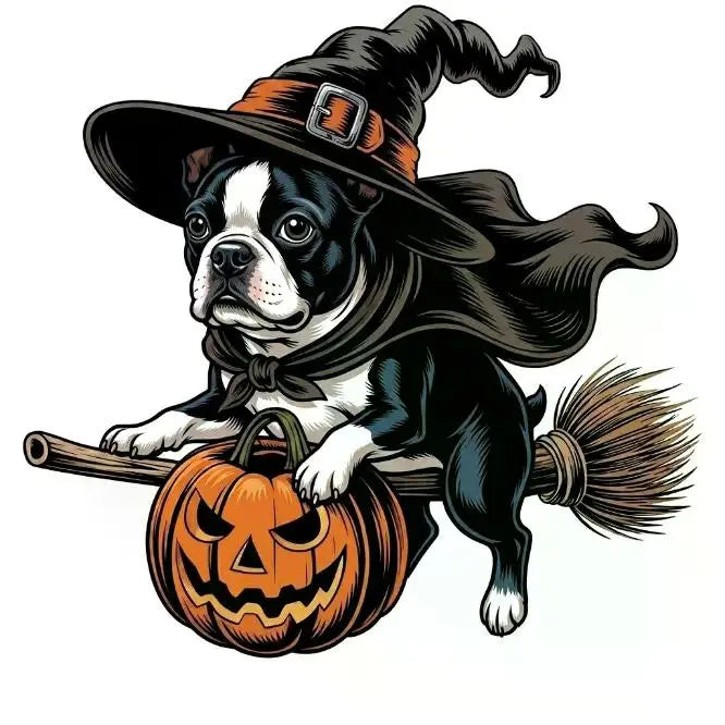 Comfort Colors Burnt Orange Custom Witch Costume Dog Halloween T-Shirt, 50+ Dog Breeds Available, Funny Spooky Pet Lover Tee