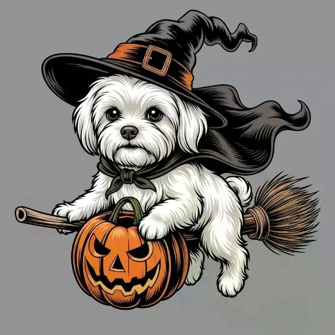 Comfort Colors Burnt Orange Custom Witch Costume Dog Halloween T-Shirt, 50+ Dog Breeds Available, Funny Spooky Pet Lover Tee