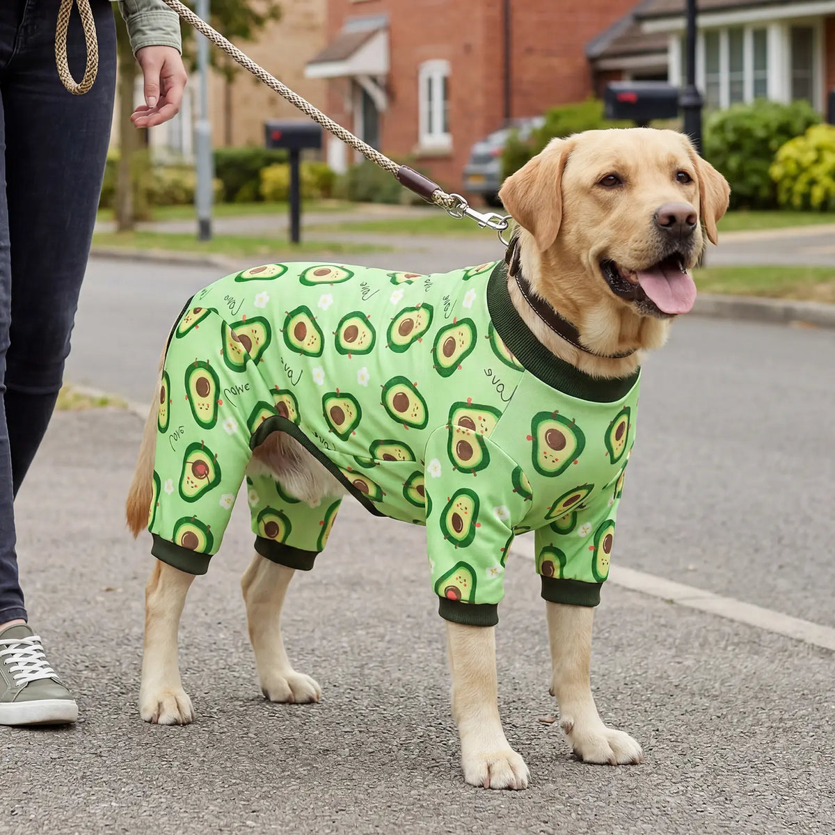 XPUDAC 4-Pack Breathable Fabric Dog & Cat Costume, Soft Universal-Fit Sleepwear with Playful Fruit & Monkey Dinosaur Prints, Skin-Safe Animals Apparel with Elastic Legs & Pull-On Ease for Summer,Festive Christmas Halloween Gift,sohochic