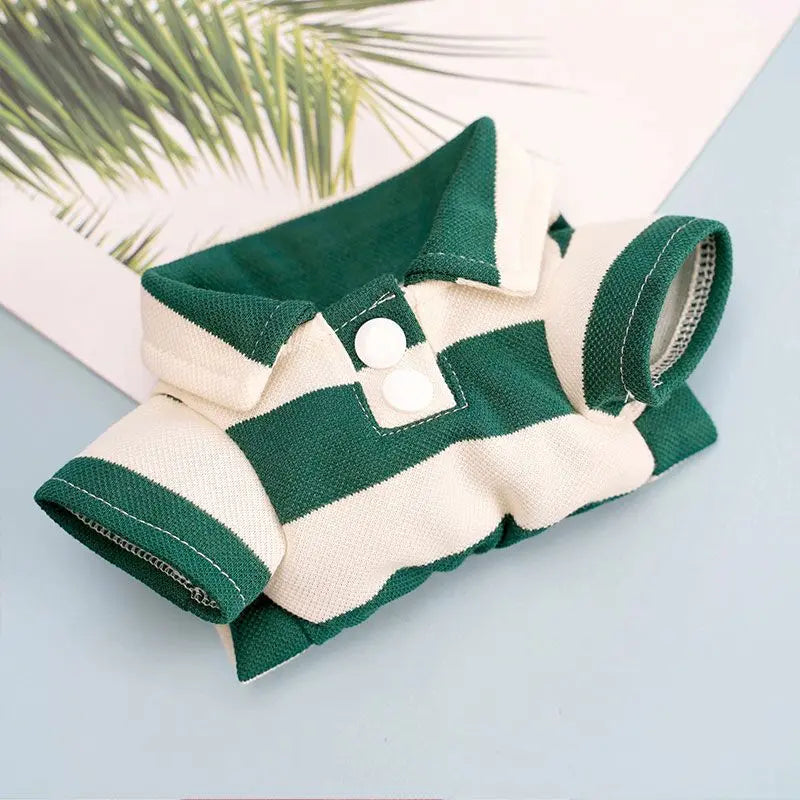 Dog & Cat Stripe Cotton Polo Shirts - 5-Pcs Bulk Pack, Summer Sporty Pet Clothing for Small-Large Pets (Chihuahua, Husky), S Size, with Outfit Inspiration, Outfit Inspiration Feature
