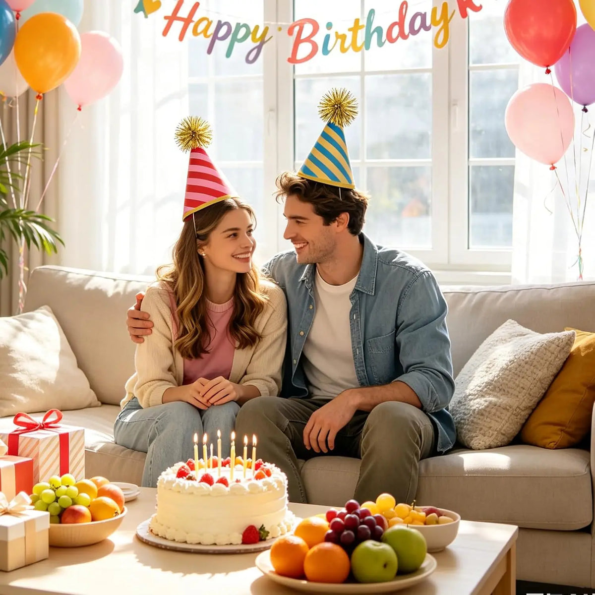 Whaline 24-Pcs Striped Paper Cone Party Hats Set, 4.3x7.5in with Gold Pom-Poms, Fun Decoration & Photo Prop for Kids/Adults, Birthday Festive Supplies