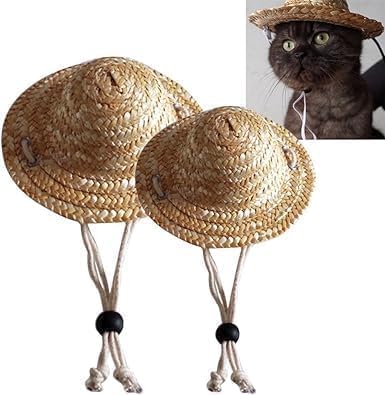 1Pc Novelty Summer Adjustable Pet Dog Outdoor Straw Hat Puppy Small Kitty Cat Sunhats Dog Hat Pet Supplies