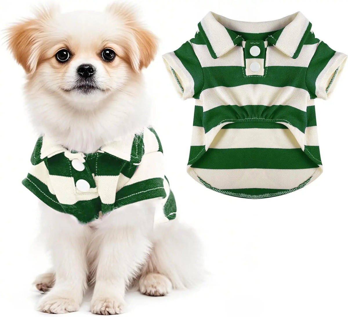 Multi-Size Collared Dog Button-Up Polo Shirt with Striped Collar - Summer Pet Shirt for Small-Medium Dogs, 1-Piece Cat Clothing, One-Piece