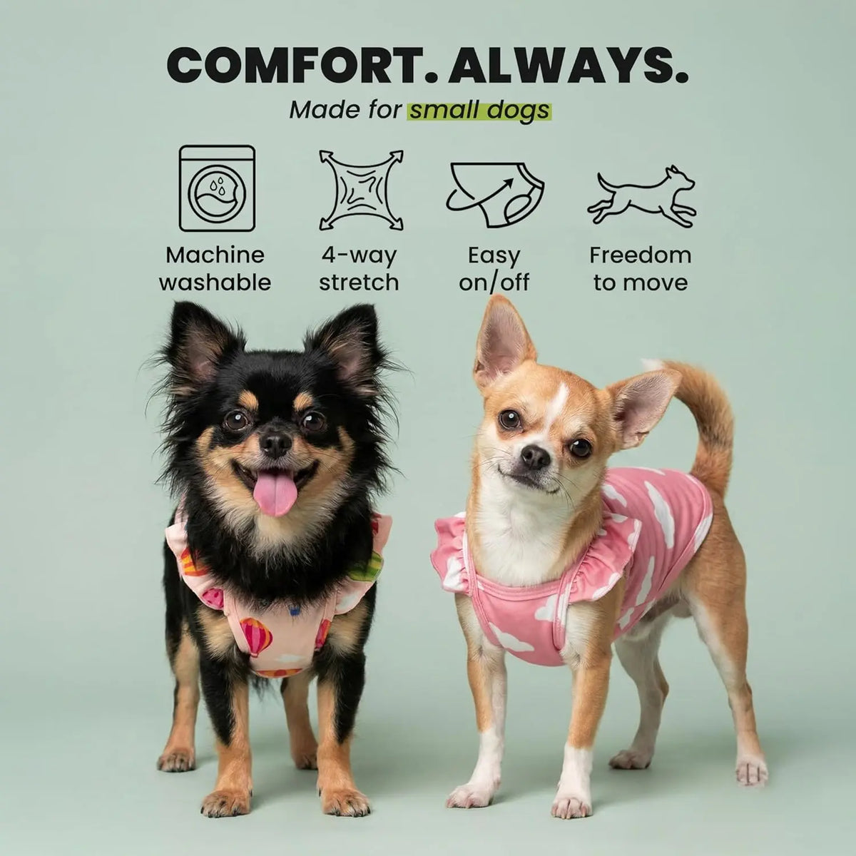 Sweet Summer Ruffle Dog Shirt – 2 Pack Hot Air Balloon & Cloud Print, Hawaiian Outfit for Small Girl Dogs, Cute Beige & Pink Pet Clothes, XXL
