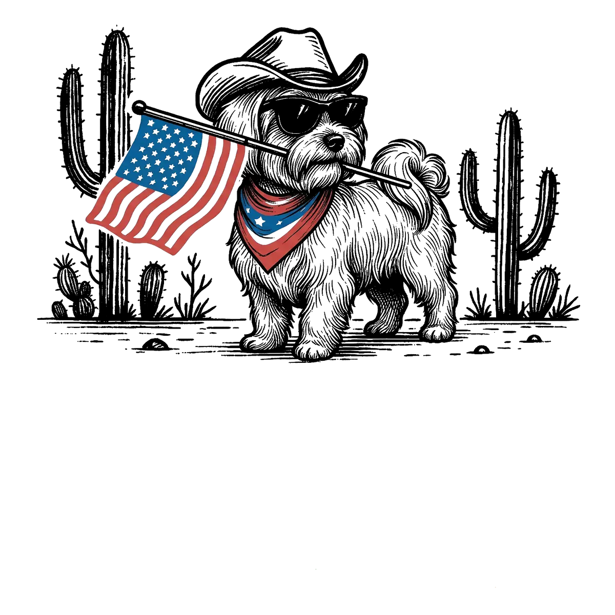 Comfort Colors Patriotic Dog T-Shirt For 50+ Dog Breeds, Western Cowboy Style, 4th Of July Gift For Dog Lovers, Usa Flag Shirt, Apparel Made In The Usa