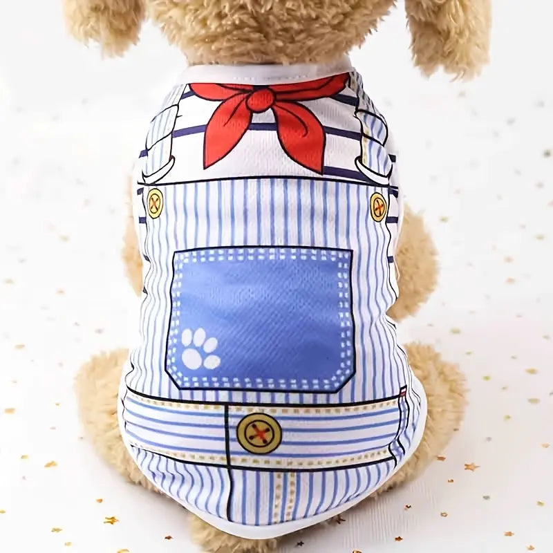Small Dog Breathable Lightweight Short-Sleeved Vest Shirt - Casual Daily Wear Pet Clothing for Teddy Bear Supplies, Size S