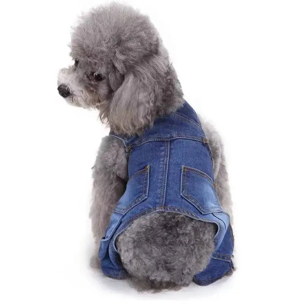Soft Denim Strap Pants for Pets, Dog Clothes, Husky Clothes, Puppy, Four-Legged Onesie, All-Season Wear, Suitable for Small to Medium Dogs