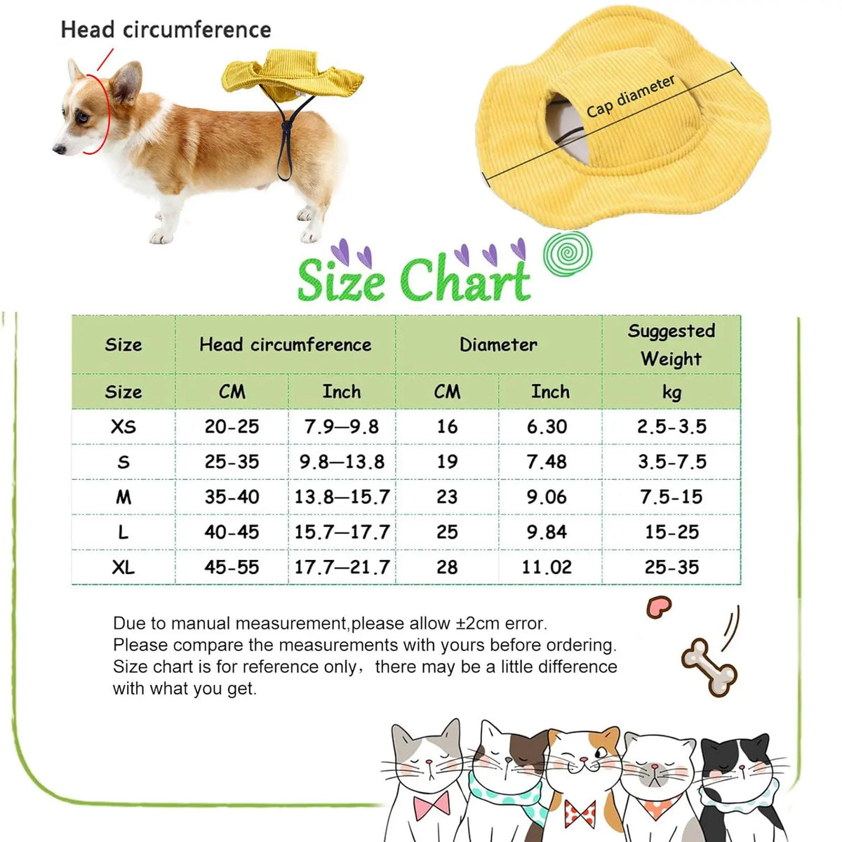 Cute Corduroy Pet Hat with Ear Holes, Outdoor Sun Protection Pet Hat, Pet Supplies for Small Medium Large Dogs & Cats, Outside