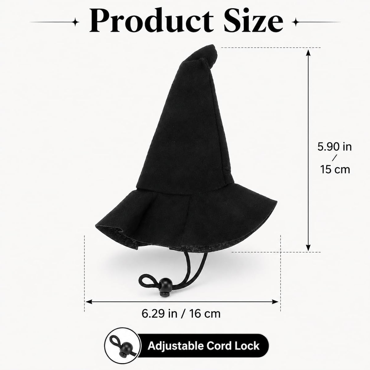 2Pcs Dog Witch Hats, Black Halloween Pet Hats for Dogs and Cats