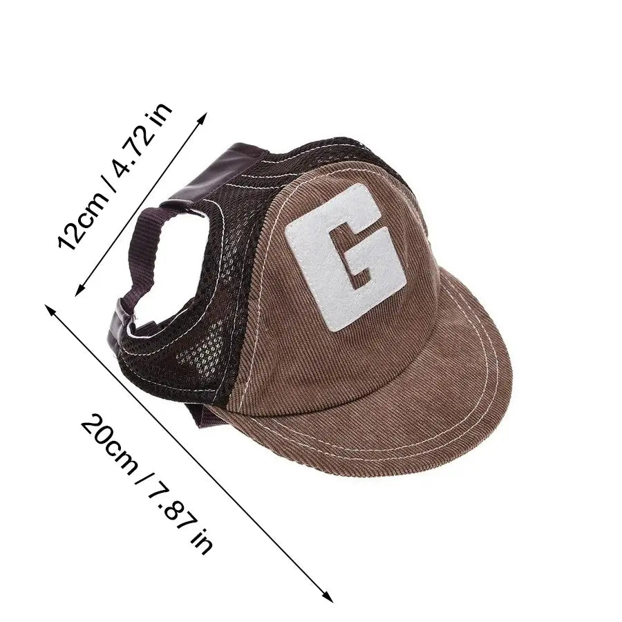 Dog Hat, Clothing, Sun Protection Baseball Cap, Adjustable Outdoor Sports Hat with Ear Holes, Suitable for Small, Medium, and Large Dogs