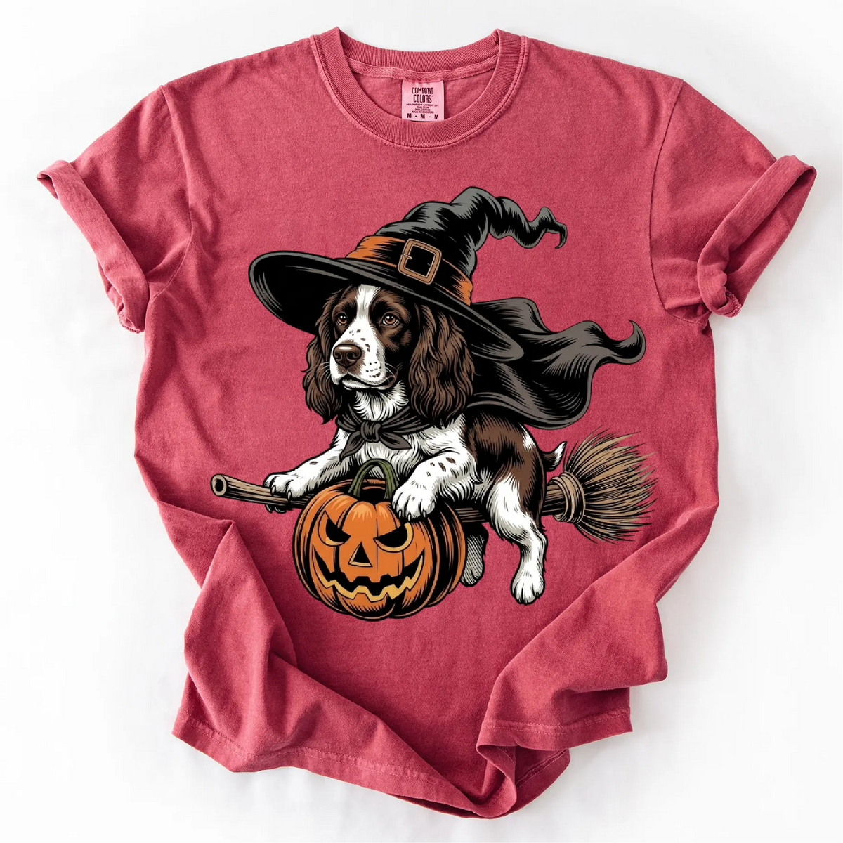 Custom Dog Comfort Colors 50+ |Funny Halloween Themed Shirt for Dog Lovers |Breed Specific Witch Costume Dog Print Tee Cute Halloween Style | Halloween Gift for Dog Lovers