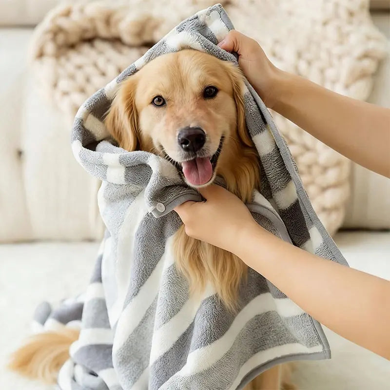Striped Dog Surgical Jumpsuit, Long Sleeved Pajamas Bathrobe, Thickened Absorbent Quick Drying, Pet Clothing